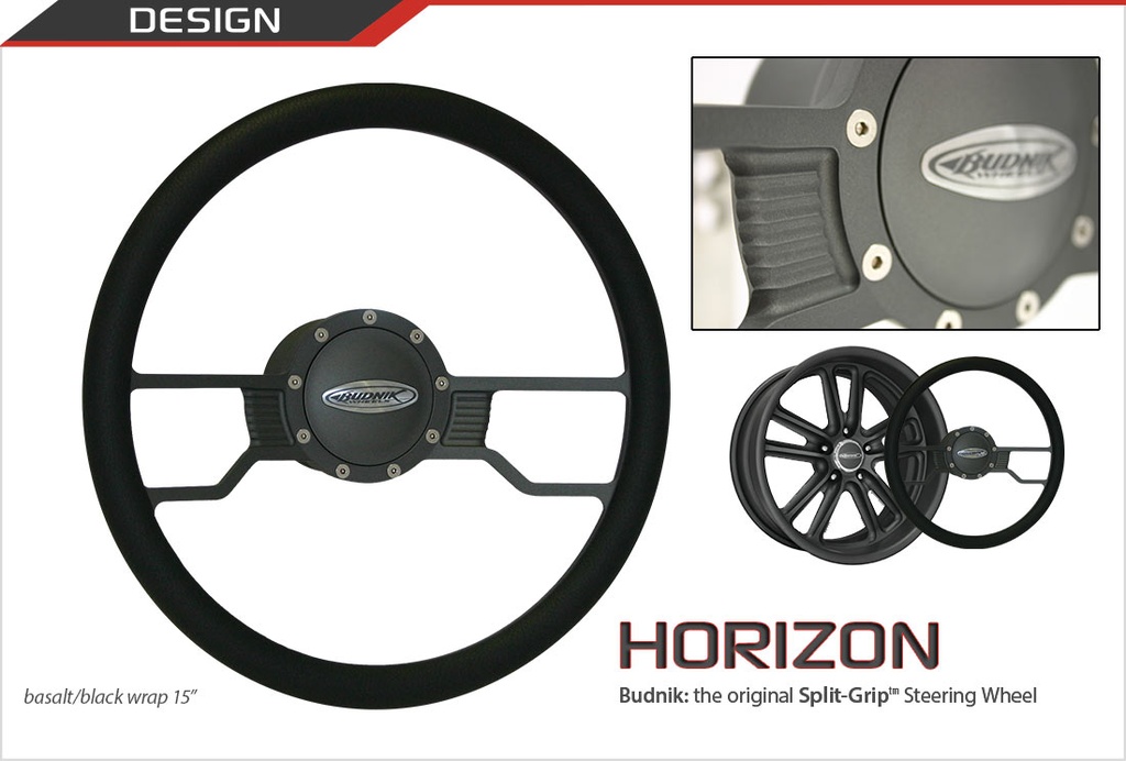 13.75" Budnik Steering Wheel (Horizon, Black)